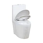 One piece ceramic Sanitary ware Siphonic S trap 300mm soft closing High pressure flush mechanism